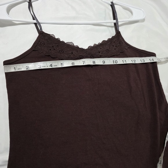 Y2K Cato Womens Lace Trim Tank Top Size Small Brown Floral Elana Bella - Picture 5 of 7